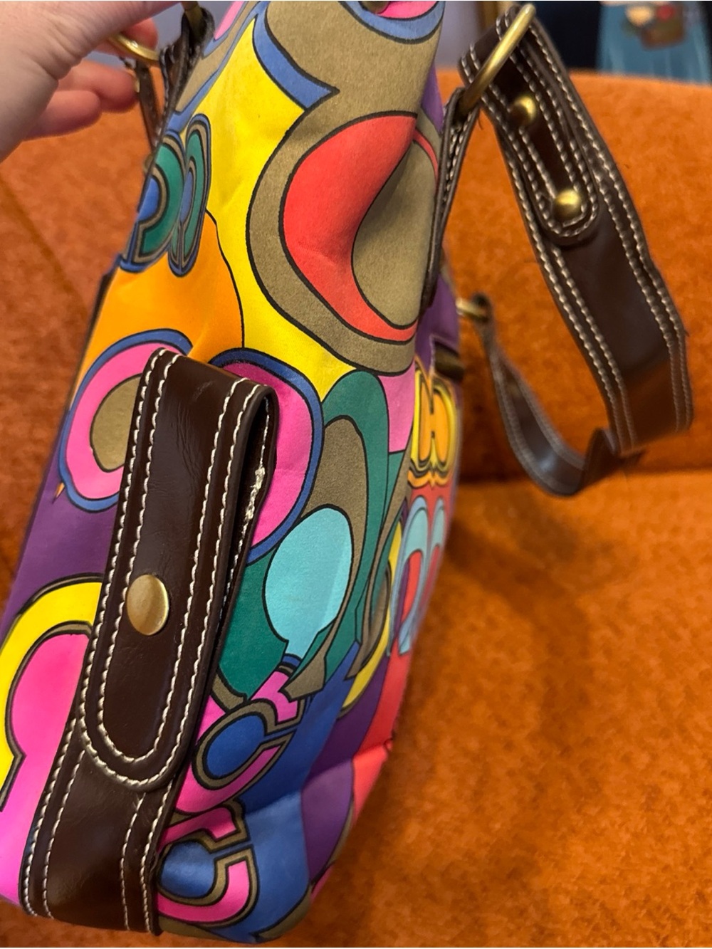 Coach Poppy"Pop C"  Glam Shoulder Bag  Vibrant MultiColor - Picture 13 of 14